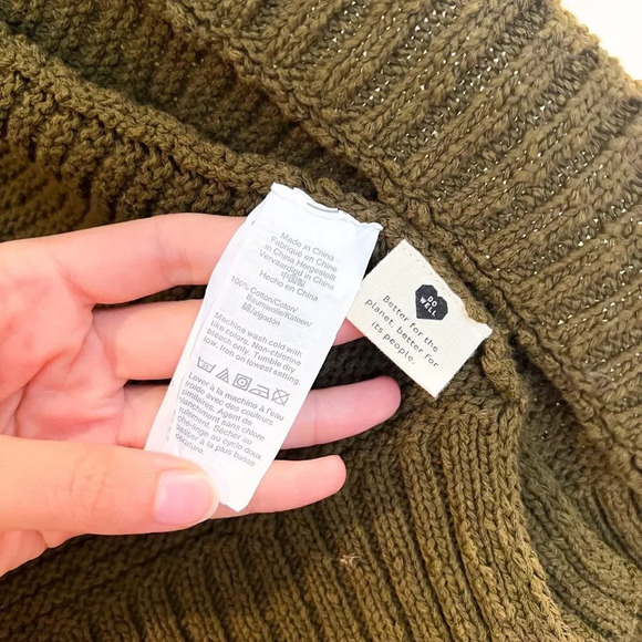 Madewell 100% Cotton Olive Green Ruffled Bohemian Open Knit Cardigan Sweater XXS - Picture 6 of 8